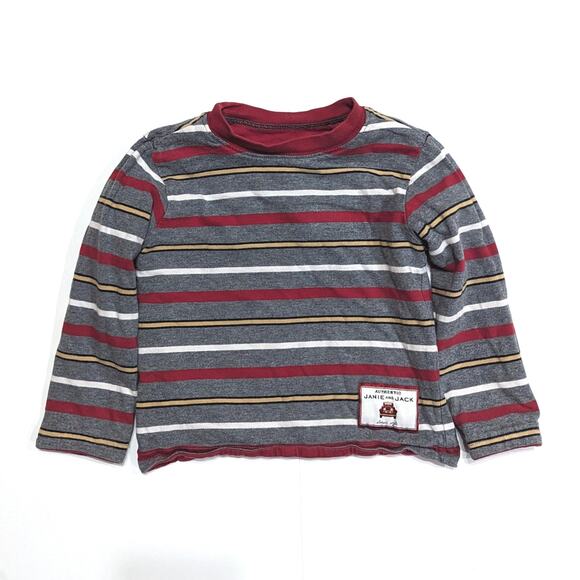 Janie and Jack Shirt Boys Size 18-24m Red Airplane Stripe Reversible Long Sleeve - Picture 4 of 8